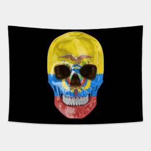 Ecuador Flag Skull - Gift for Ecuadorian With Roots From Ecuador Tapestry