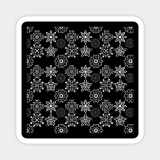 Black and White Flower Pattern Magnet