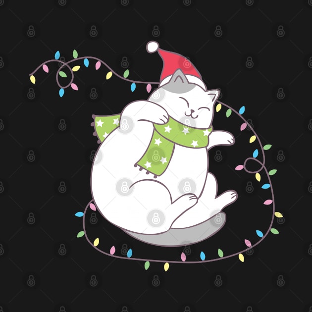 Sleeping Christmas Lights Cat by TomCage