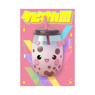 Joyfull Blueberry Chocolate Bubble Tea with Strawberry Chunks - Tapioka Collection | Kawaii Aesthetic Anime Bubble Tea 3D Pop Art Design | PROUD OTAKU T-Shirt