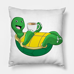 Turtle with Cup of Coffee Pillow