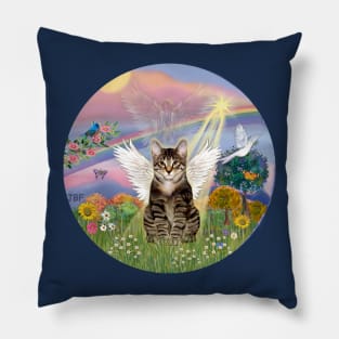 "Cloud Angel" Featuring a Brown Tabby Tiger Cat Pillow