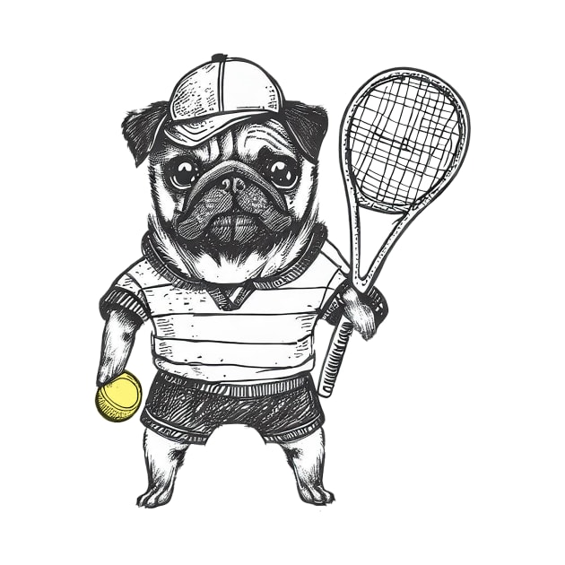 Tennis Pug by Pickledjo
