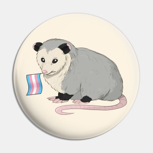 Transgender Pride Opossum Pin
