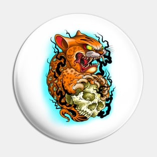 Cat and Smoking Skull Pin