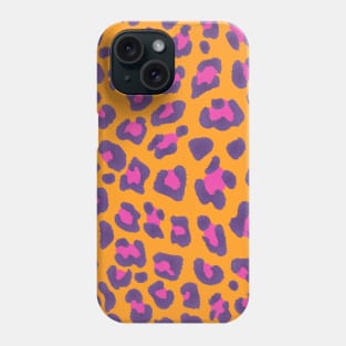 Leopard Print-Purple and Hot Pink on Orange Phone Case