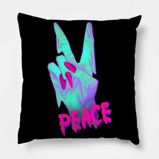 cyberpunk peace sign Pillow