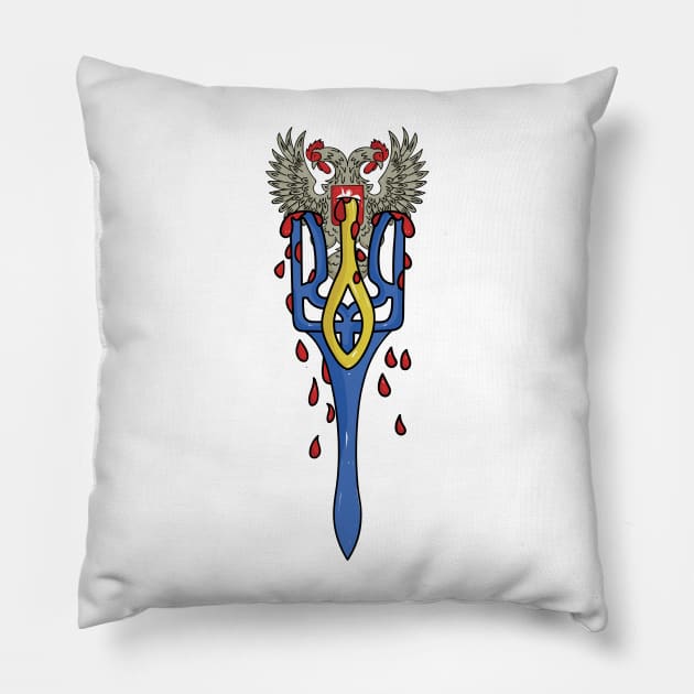 Ukrainian Trident Coat of Arms to Support Ukraine Pillow by Ukraine Prints