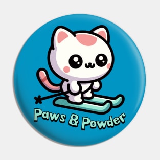 Paws And Powder! Cute Cat Skiing Pin