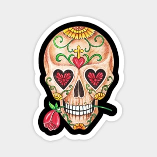 Sugar skull in love day of the dead. Magnet