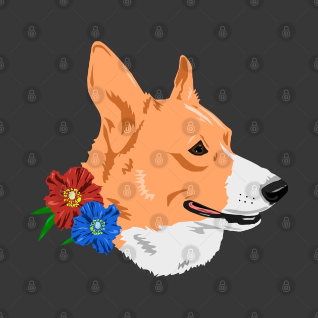 Corgi Floral Portrait by TaliDe