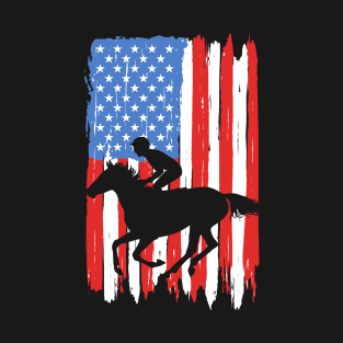 American Flag Horse Racing Graphic T-Shirt