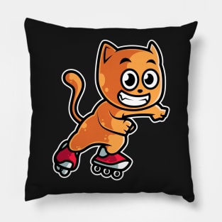 Orange Cat Retro Roller Skate product Pillow