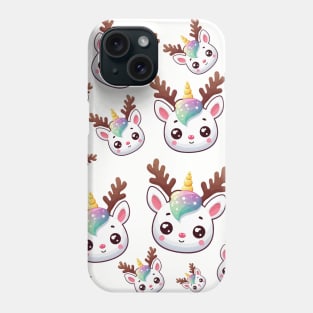 Christmas unicorn pattern. Santa's cute reindeer. Phone Case