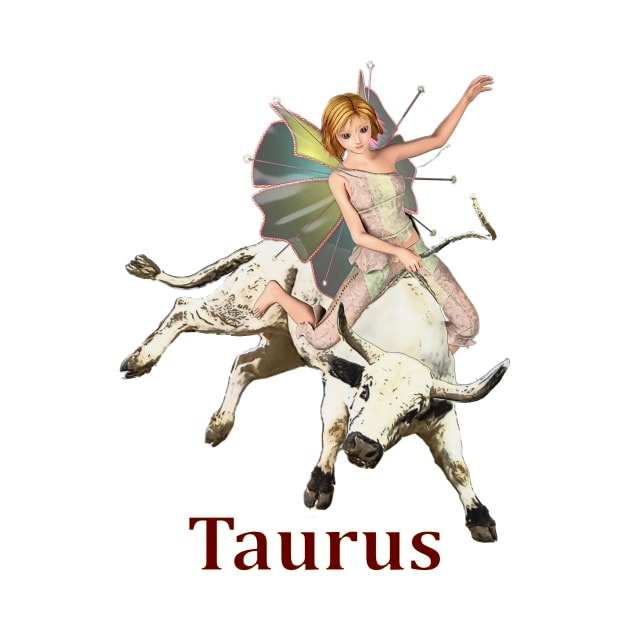 Taurus fairy girl riding a bull T-shirt by Fantasyart123