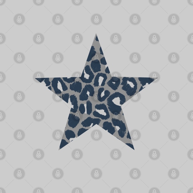 Textured Grey and Blue Coloured Leopard Print Star by OneThreeSix