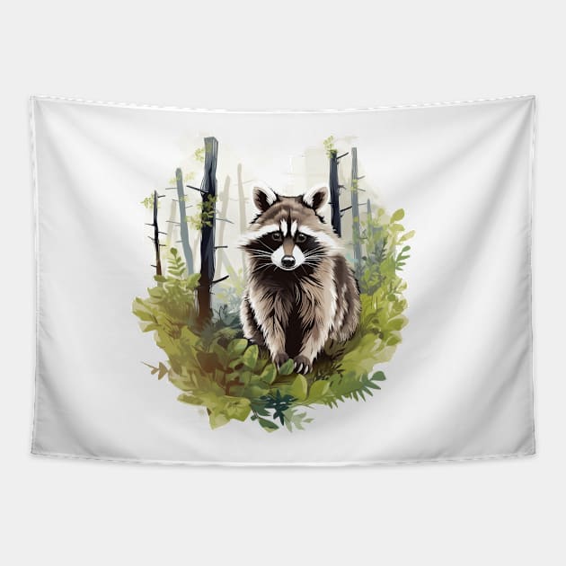 Raccoony Cuteness Tapestry by zooleisurelife