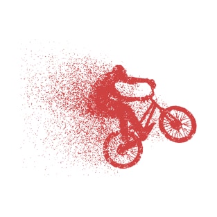 BMX Bike Rider Performing Stunts , Doing Tricks, minimal enduro extreme sports freeride, ramp, streetstyle, trails, Particles, shattered minimalistic sprint sprinter sprinting T-Shirt