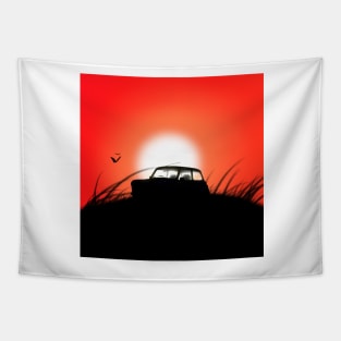 Classic Mini Sunset Red Tapestry