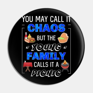 Funny Young Family Picnic Cookout Party Gathering Matching Fun Pin