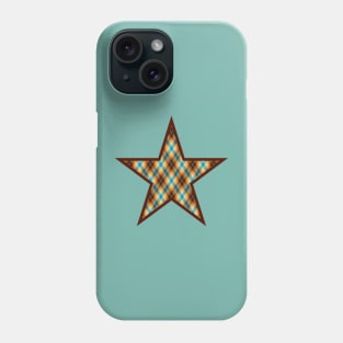 Star filled with brown and turquoise plaid Phone Case