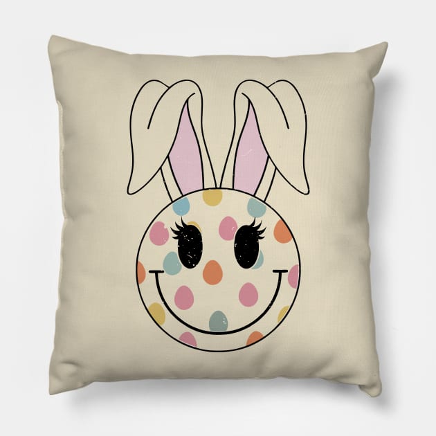 Cute Bunny Ears , Polka Dot Easter Rabbit, Spring Kids Pillow by David white