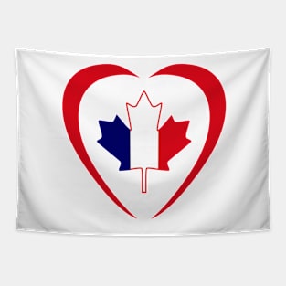 French Canadian Multinational Patriot Flag Series (Heart) Tapestry