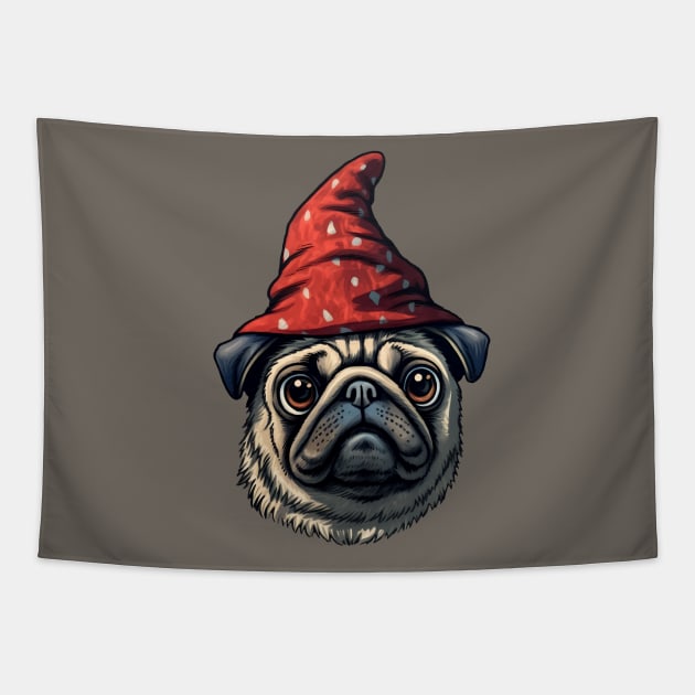 Little Red Wizard Pug Tapestry by Brilliant Tee Shop