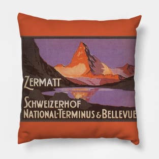 Vintage Travel Poster with the Matterhorn Pillow