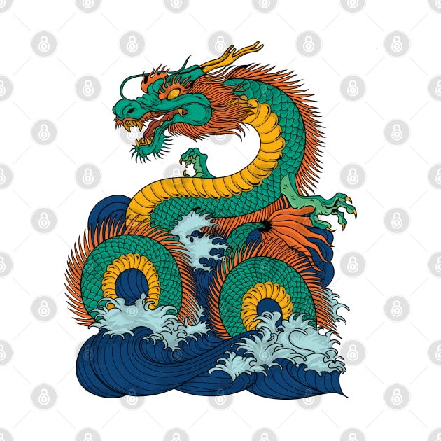 Japanese sea god Ryujin by Modern Medieval Design