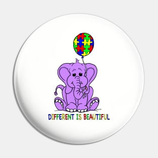 Autism Awareness Baby Purple Elephant DIFFERENT IS BEAUTIFUL Pin