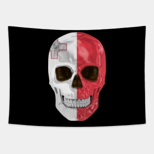 Malta Flag Skull - Gift for Maltese With Roots From Malta Tapestry