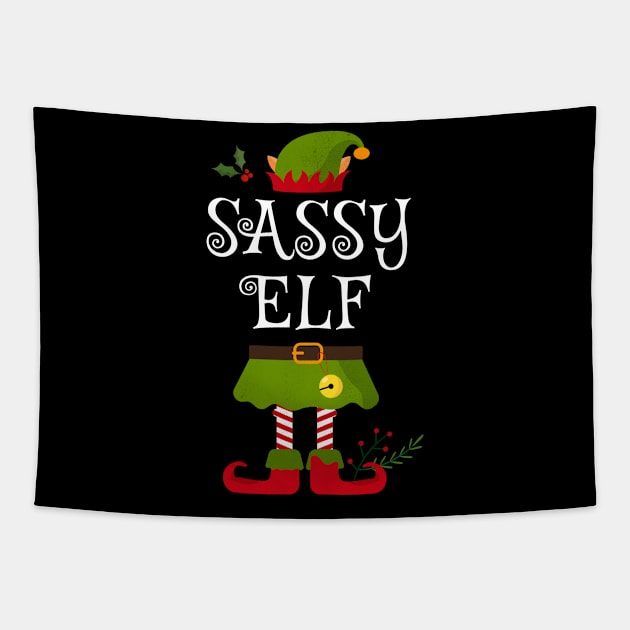 Sassy Elf Shirt , Family Matching Group Christmas Shirt, Matching T Shirt for Family, Family Reunion Shirts Tapestry by bkls