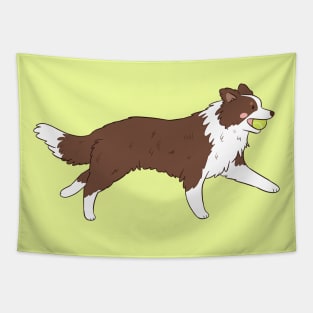 Cute running border collie dog illustration Tapestry