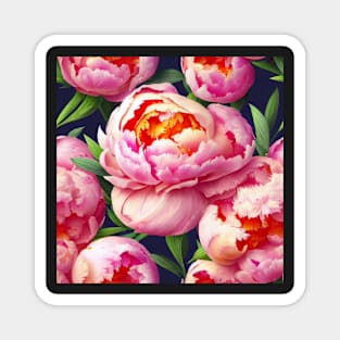 Watercolor peony painting Magnet