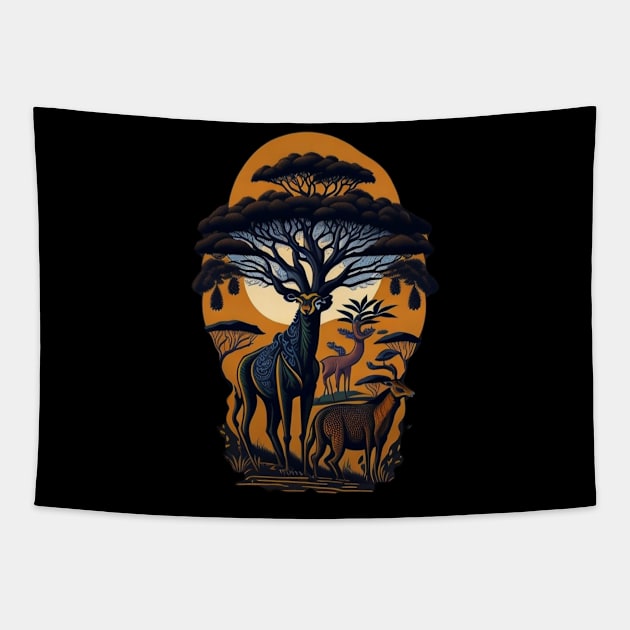 Wildlife Wanderlust - Journey to the African Savanna Tapestry by Moulezitouna