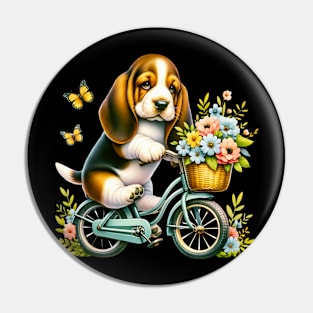 Cute Basset Hound Cycling Pin