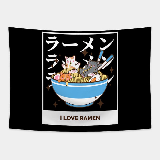 i love cat ramen Tapestry by tedd