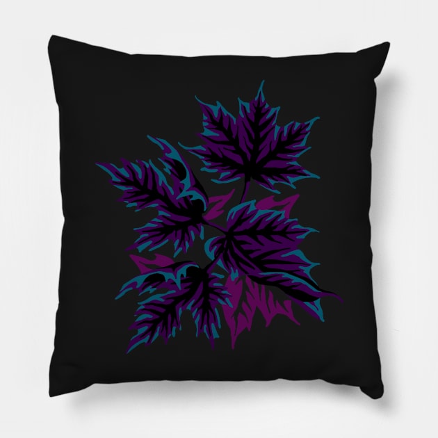 Leaves - Dark Purple/Teal Pillow by andreaalice