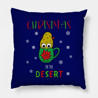 Christmas In The Desert - Small Christmas Cactus In Poinsettia Mug Pillow