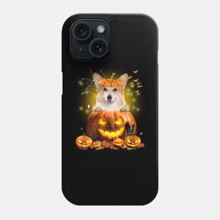 Corgi Spooky Halloween Pumpkin Dog Head Phone Case