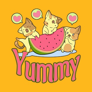 Yummy Watermelon eating Kittens T-Shirt