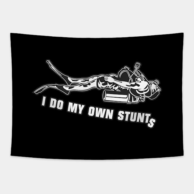 I Do My Own Stunts Diving Funny Diver Tapestry by teebest