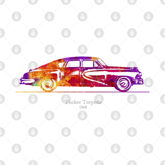 Tucker Torpedo 1948 - Colorful Watercolor by SPJE Illustration Photography