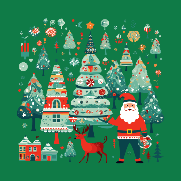 Copy of Christmas Cartoon Fun with Santa, Reindeer, and Trees by InkInspire