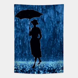 Walking under the rain - Nostalgic and romantic Tapestry