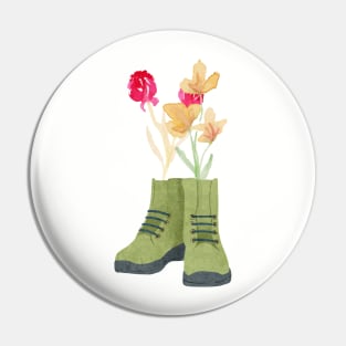 Wildflowers with hiking boots Pin