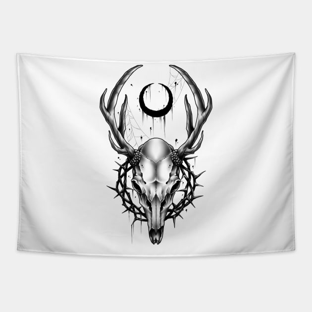 Deer skull with thorn Tapestry by Smurnov