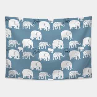 Blue Elephant Pattern Tapestry