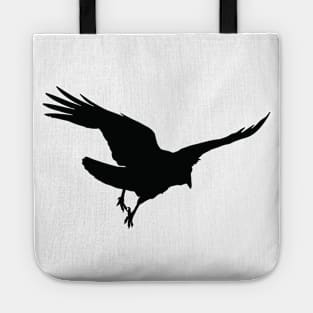 Flying Raven Black Bird Silhouette Tote